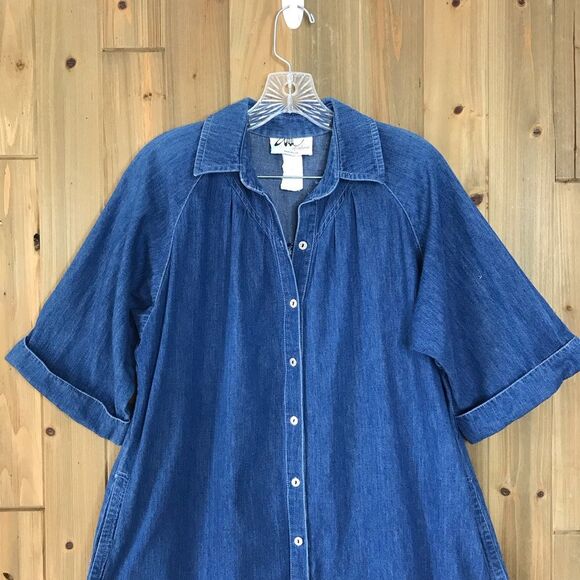 Vtg Willie of California Womens Denim Button Front A-line Dress Cotton Size 12 - Picture 3 of 16
